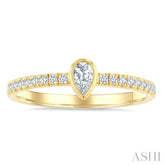 1/3 Ctw Bezel Set Pear and Round Cut Diamond Fashion Ring in 14K Yellow Gold