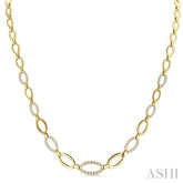 1 1/10 Ctw Round Cut Diamond Open Link Fashion Necklace in 14K Yellow Gold