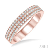 1/2 Ctw Triple Row Round Cut Diamond Wedding Band in 14K Rose Gold