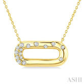 1/5 Ctw Round Cut Diamond Paperclip Mosaic Pendant With Chain in 10K Yellow Gold