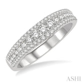 1/2 Ctw Triple Row Round Cut Diamond Wedding Band in 14K White Gold