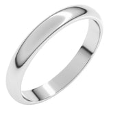 14K White Gold 3 mm Half Round Band Size 10.5
