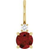 14K Yellow Gold Natural Mozambique Garnet & .03 CT Natural Diamond Charm/Pendant