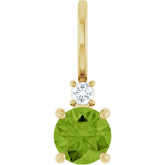 14K Yellow Gold Natural Peridot & .03 CT Natural Diamond Charm/Pendant