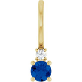 14K Yellow Gold Natural Blue Sapphire & .02 CT Natural Diamond Charm/Pendant