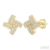 1/5 Ctw Petite Pinwheel Round Cut Diamond Fashion Stud Earrings in 10K Yellow Gold