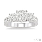 3/4 Ctw Lovebright Round Cut Diamond Ring in 14K White Gold
