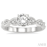 3/4 Ctw Diamond Engagement Ring with 1/2 Ct Round Cut Center Stone in 14K White Gold