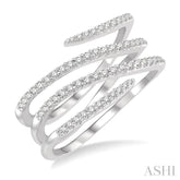 1/3 Ctw Triple Spiral Open-End Round Cut Diamond Fashion Ring in 14K White Gold