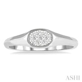 1/8 Ctw Oval Shape Lovebright Diamond Ring in 14K White Gold