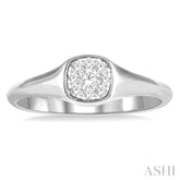 1/6 Ctw Cushion Shape Lovebright Diamond Ring in 14K White Gold