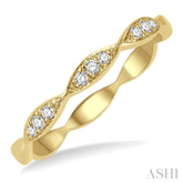 1/10 Ctw Marquise Lattice Round Cut Diamond Stackable Band in 14K Yellow Gold