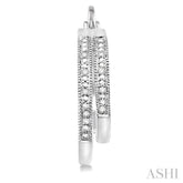 1/10 Ctw Round Cut Diamond Double Row Earrings in Sterling Silver