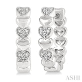 1/20 Ctw Mini Hearts Single Cut Diamond Hoop Earring in Sterling Silver