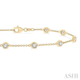 1 Ctw Circular Mount Round Cut Diamond Station Bracelet in 14K Yellow Gold