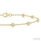 3/4 Ctw Circular Mount Round Cut Diamond Station Bracelet in 14K Yellow Gold