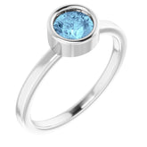 Platinum 5.5 mm Natural Aquamarine Ring