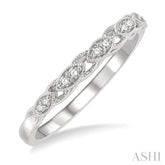 1/10 Ctw Marquise Shape Lattice Round Cut Diamond Wedding Band in 14K White Gold