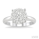 1 Ctw Round Cut Lovebright Diamond Ring in 14K White Gold