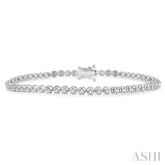 1 Ctw Round Cut Diamond Illusion Tennis Bracelet in 14K White Gold