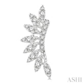 1/3 Ctw Arched Marquise Projection Round Cut Diamond Petite Fashion Earring in 14K White Gold