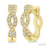 1/6 Ctw Entwined Round Cut Diamond Huggie Petite Earrings in 10K Yellow Gold