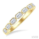 3/4 Ctw East-West Emerald Cut Bezel Diamond Fashion Band in 14K Yellow Gold
