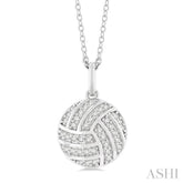 1/6 Ctw Petite Volleyball Round Cut Diamond Fashion Pendant With Chain in 10K White Gold