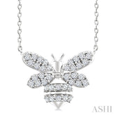 1/4 Ctw Petite Bumble Bee Round Cut Diamond Fashion Pendant With Chain in 10K White Gold