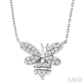 1/4 Ctw Petite Bumble Bee Round Cut Diamond Fashion Pendant With Chain in 10K White Gold