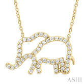 1/5 Ctw Petite Elephant Outline Round Cut Diamond Fashion Pendant With Chain in 10K Yellow Gold