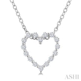 1/10 Ctw Heart Shape Round Cut Diamond Pendant With Chain in Sterling Silver