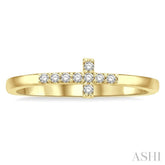 1/10 Ctw Petite Reclining Cross Round Cut Diamond Stackable Fashion Ring in 10K Yellow Gold