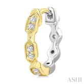 1/5 Ctw Petite Reverted Two-Tone Marquise and Hexagon Shape Round Cut Diamond Fashion Huggies in 10K White and Yellow Gold