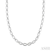 1/4 Ctw Bold Open Window Octagonal Shape D-Link Round Cut Diamond Paperclip Necklace in Sterling Silver