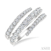 1 Ctw Spiral Round Cut Diamond Fashion Open Wrap Band in 14K White Gold