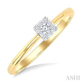 1/10 Ctw Lovebright Petite Square Shape Round Cut Diamond Fashion Ring in 10K Yellow Gold