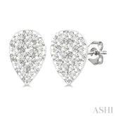 1/6 Ctw Lovebright Petite Pear Shape Round Cut Diamond Fashion Stud Earring in 10K White Gold
