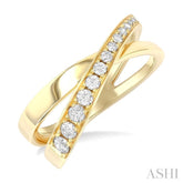 1/3 Ctw Split Criss Cross Round Cut Diamond Fashion Ring in 14K Yellow Gold
