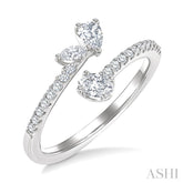 1/2 Ctw 3-Stone Mixed Diamond Cut Fashion Open Ring in 14K White Gold