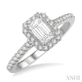 1/6 Ctw Octagon Shape Semi-Mount Round Cut Diamond Ring in 14K White Gold