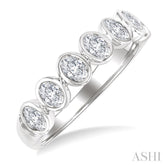 1 Ctw 7-Stone Bezel Set Oval Cut Diamond Fashion Band in 14K White Gold
