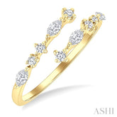 1/3 Ctw Bypass Marquise and Round Cut Diamond Fashion Open Band in 14K Yellow Gold