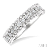 1/10 Ctw Single Cut Diamond Bold Bead Design Fashion Band in Sterling Silver