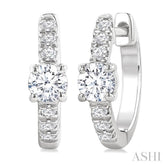 3/8 Ctw Round Shape Round Cut Diamond Fashion Huggie Petite Earrings in 14K White Gold