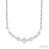 1/8 Ctw Petite Smile Graduated Round Cut Diamond Necklace in Sterling Silver