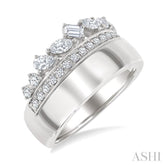 3/4 Ctw Mixed Diamond Cut Fashion Ring in 14K White Gold