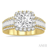 1 1/5 Ctw Diamond Semi-Mount Engagement Ring in 14K Yellow and White Gold