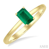 6x4 MM Octagon Shape Emerald Precious Solitaire Ring in 14K Yellow Gold
