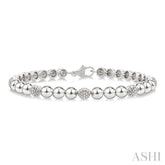 1/6 Ctw Bold Bead Design Round Cut Diamond Fashion Bracelet in Sterling Silver